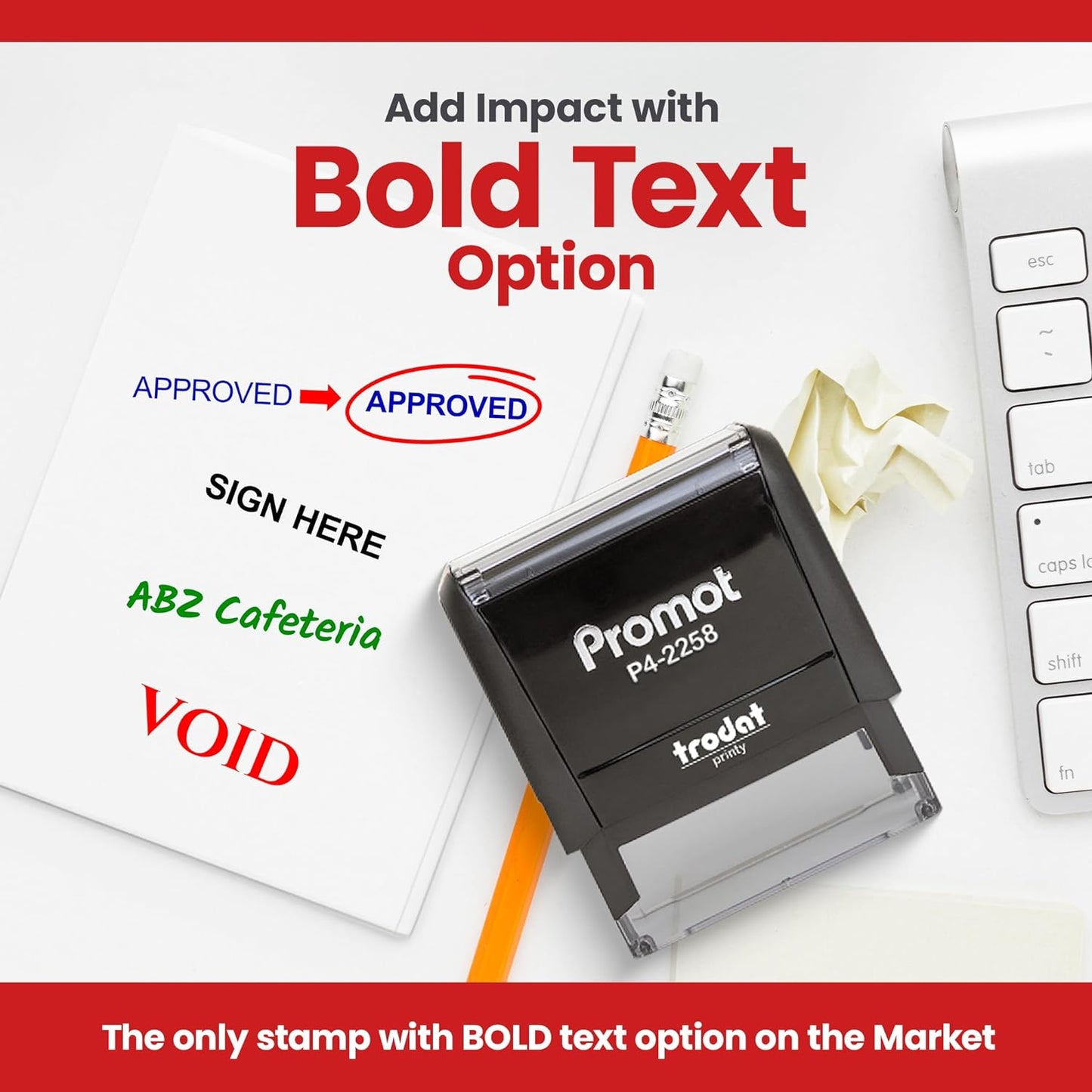 Promot Self Inking 1 Line Custom Stamp - Personalized Name Stamp for Office, Teacher, Address & Business Label Stamp - Choose Font, Ink Color, Pad, Self Inking for Personal & Professional Use - Large