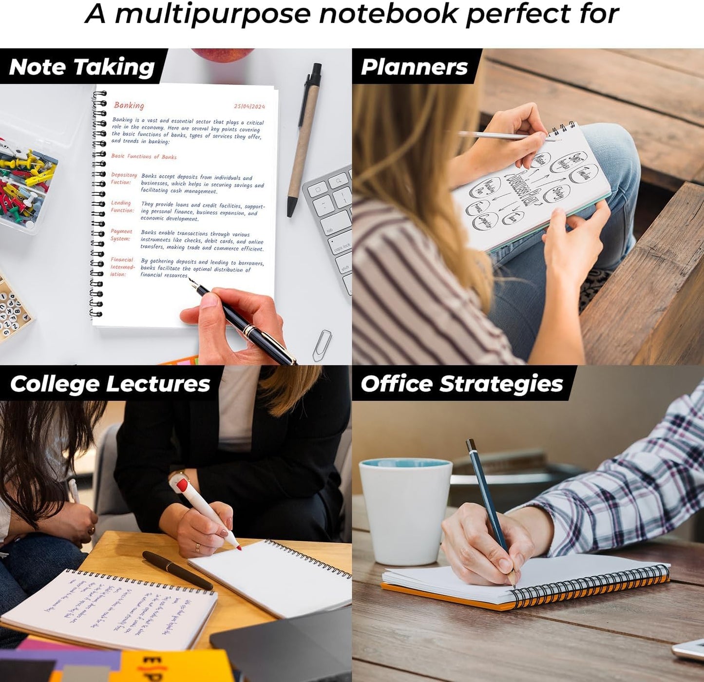 Blank Spiral Notebook, 12 Pack, 5.8 x 8.3, 120 Pages (60 Sheets), 100 GSM Unlined Drawing Notebooks, Assorted A5 Journals, No-Bleed, Sketching, Note Taking, Blank Journals for Office & School