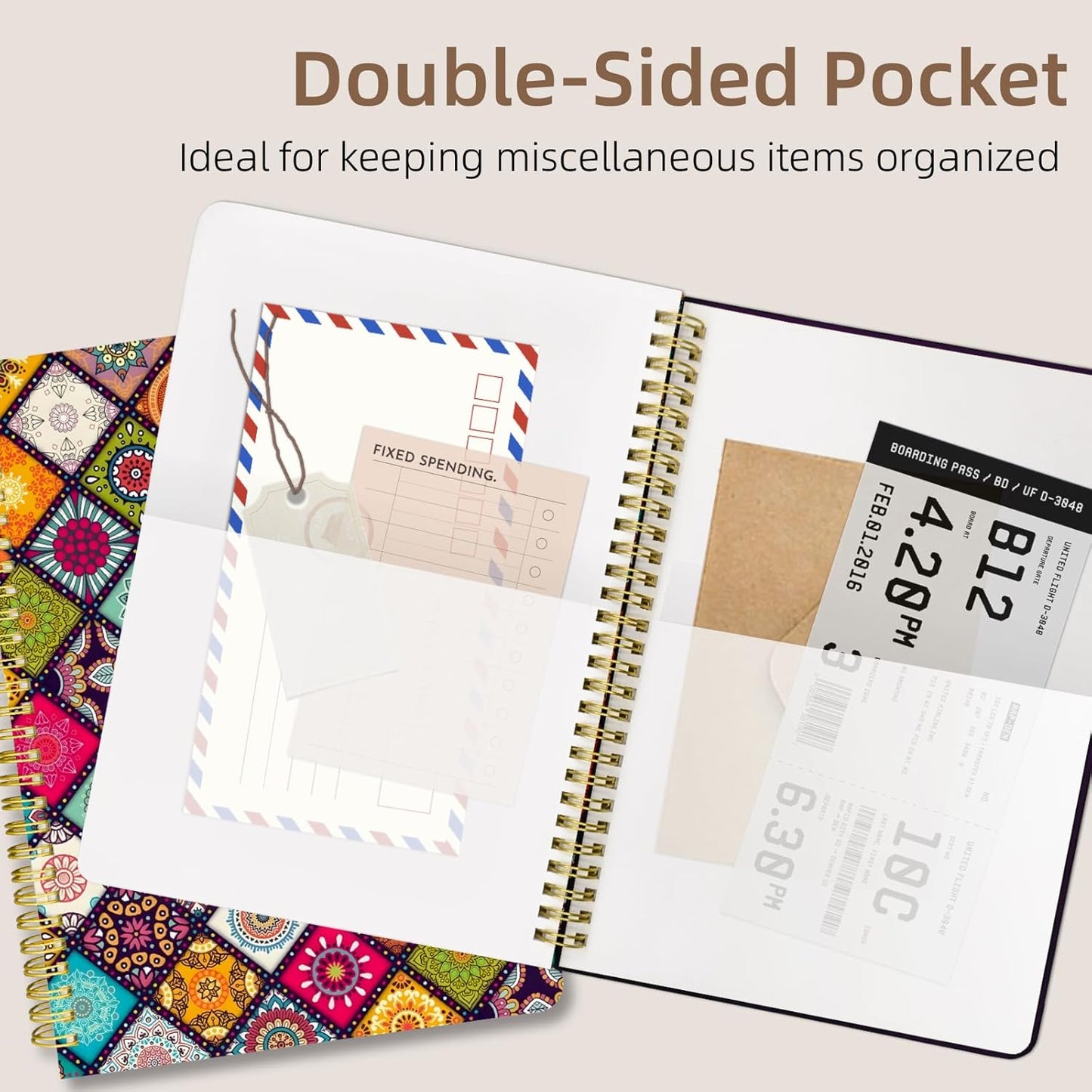 Cute Spiral Notebook journal B5 Aesthetic Pretty Design for Women Girls Kawaii with Pocket, 10 x 7.2 inch, Lined, Art