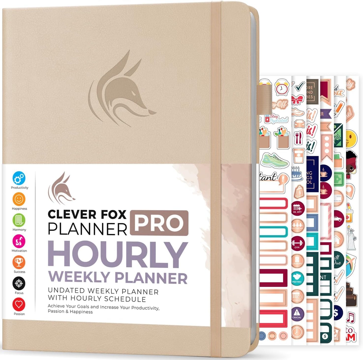 Clever Fox Planner PRO Schedule – Undated Weekly & Monthly Life Planner with Time Slots, Appointment Book & Daily Organizer, A4 (Seashell)