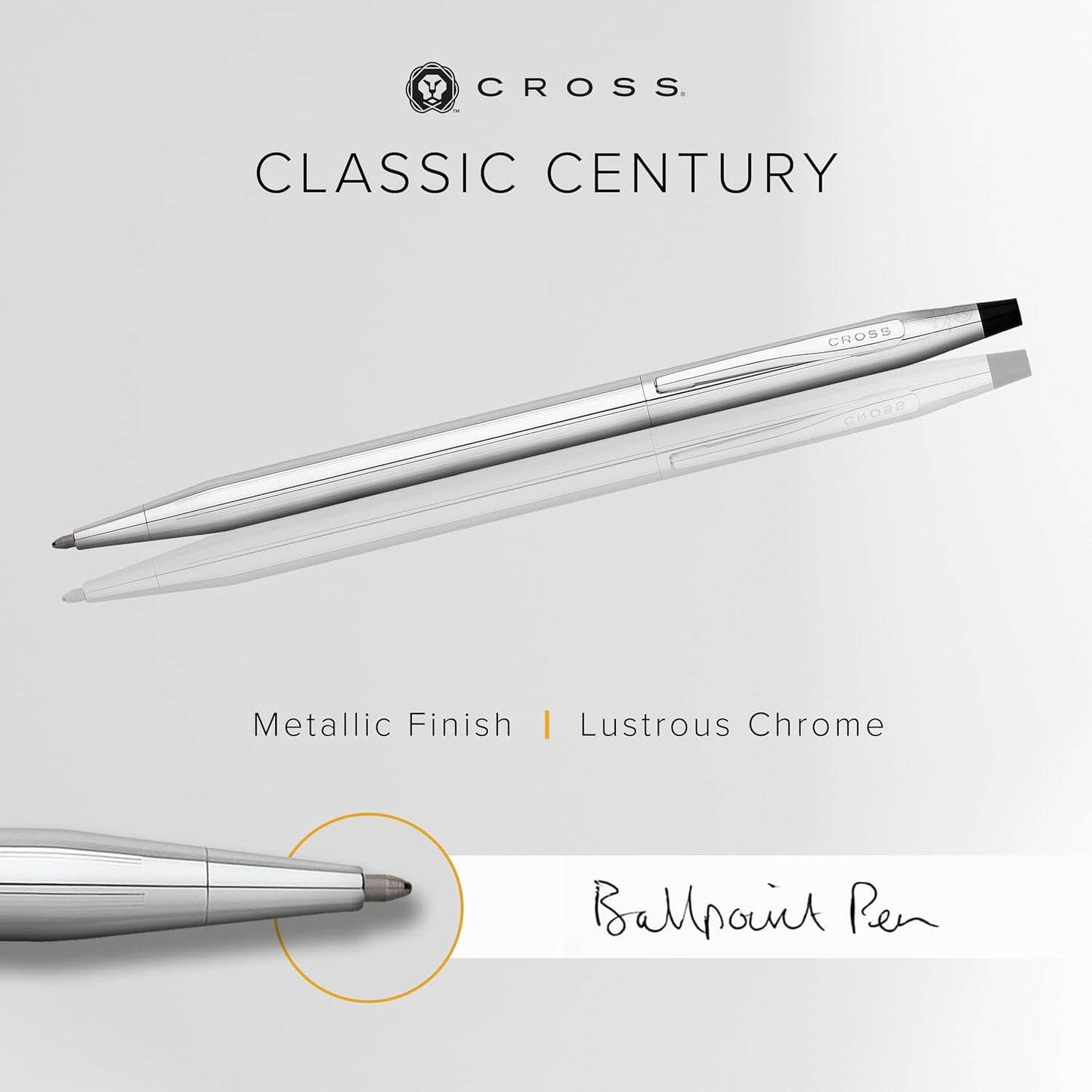 Cross Classic Century Refillable Ballpoint Pen Presented in a Luxury Gift Box - Medium Point, Black Ink, Lustrous Chrome