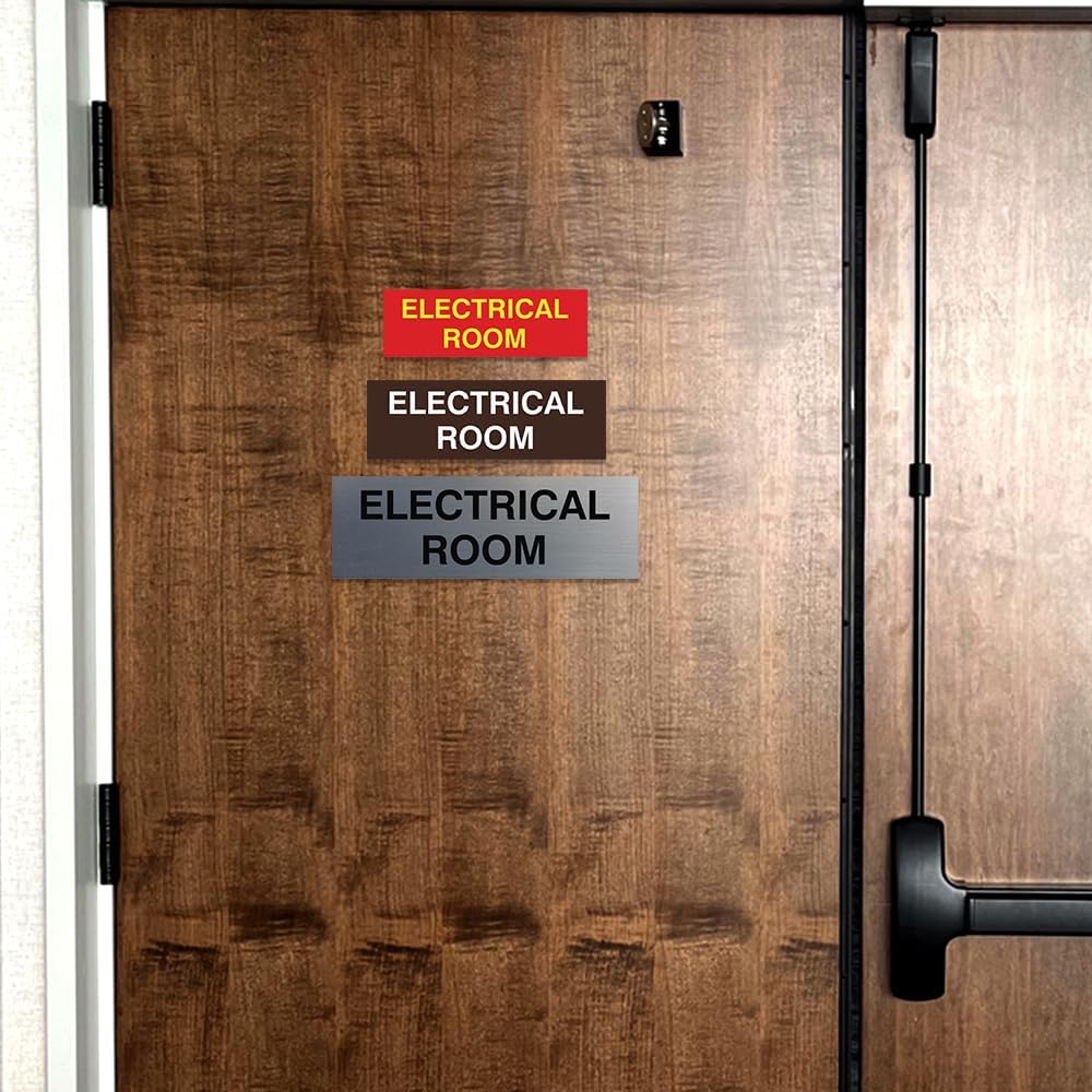 All Quality Basic Electrical Room Door/Wall Sign | Durable Construction | Building Safety - Blue/Gold - Large (1 Pack)