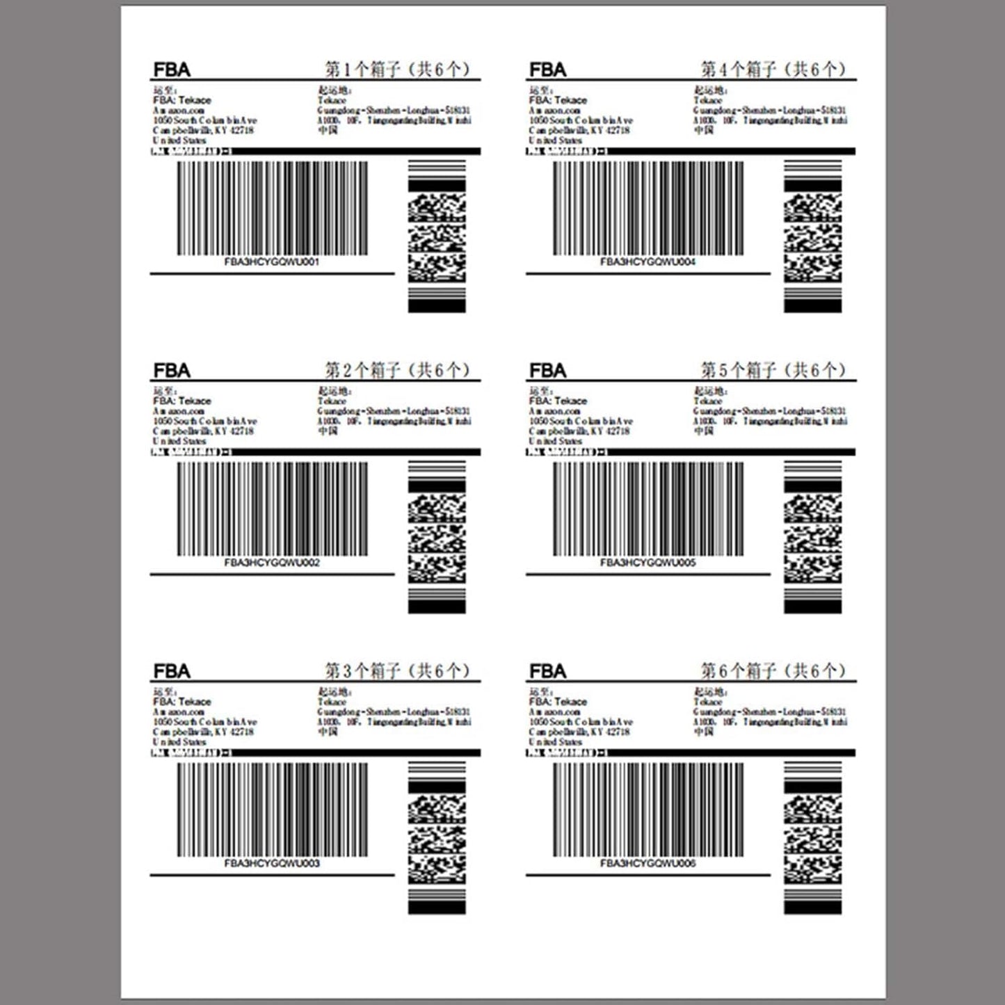 Coopaty 100 Sheets FBA Adderss Labels, 6 per Sheet 3-1/3" x 4" Label Stickers for Laser & Inkjet Printers, 6 Up Shipping Labels, 600 Printable White Sticker Paper