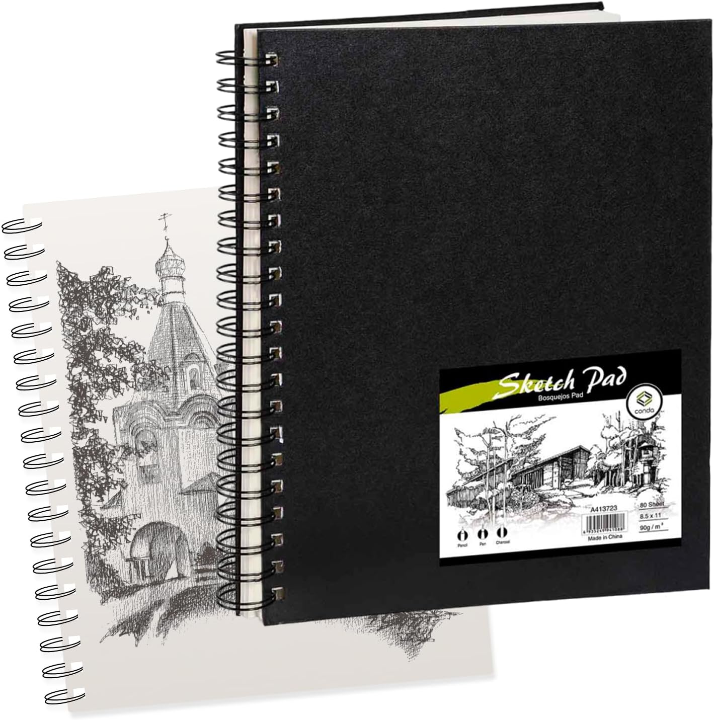 conda 8.5"x11" Hardbound Sketch Book, Double-Sided Hardcover Sketchbook, Spiral Sketch Pad, Durable Acid Free Drawing Art Paper for Adults