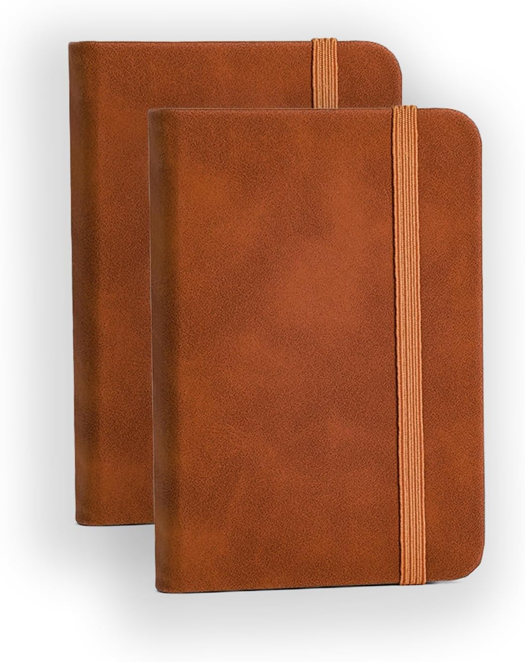 2 Pack Pocket Notebook Small Notebook, 3" x 4.4" Journal Notebook Hardcover with Thick Lined Paper, 200 Pages Leather Cover Mini Journal Notepad (Brown)