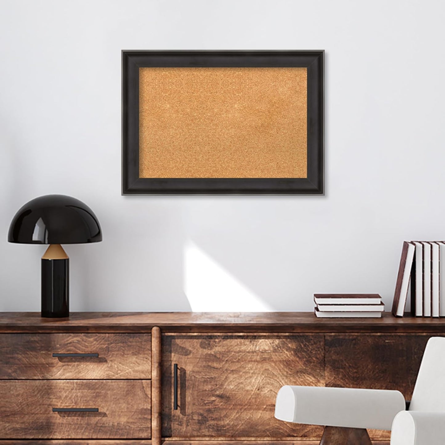 Amanti Art Natural Cork Board for Wall, 20x28 Vision Board with Black Wood Frame, Medium Corkboard Office Decor for Home Organization, Casual Corkboard Pinboard to Display Items for Home Organization