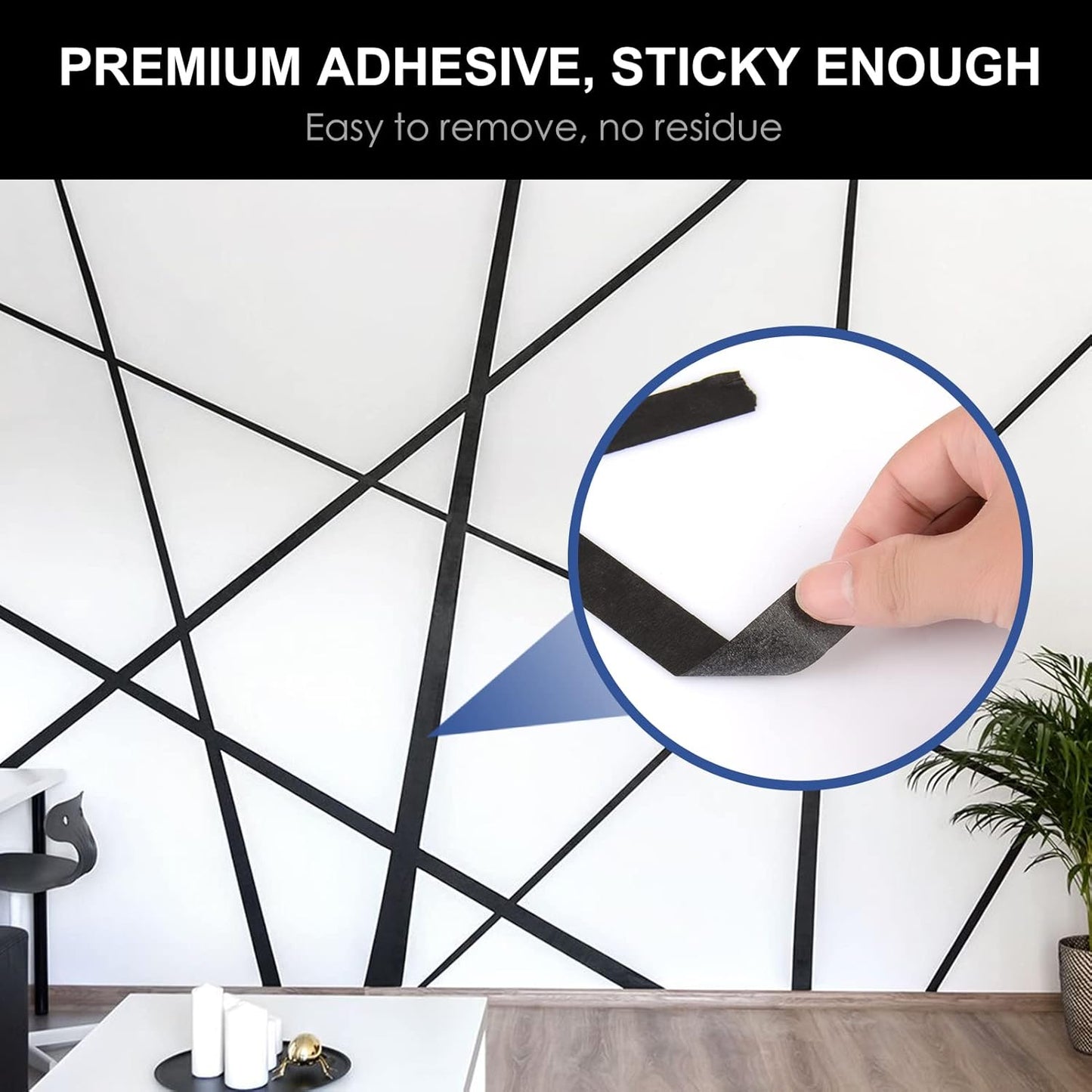 Black Painters Tape,0.7inch x 60 Yds x 3 Rolls (180 Yards Total) - Medium Adhesive Masking Tape for Painting,Labeling,DIY Crafting,Decoration and School Projects