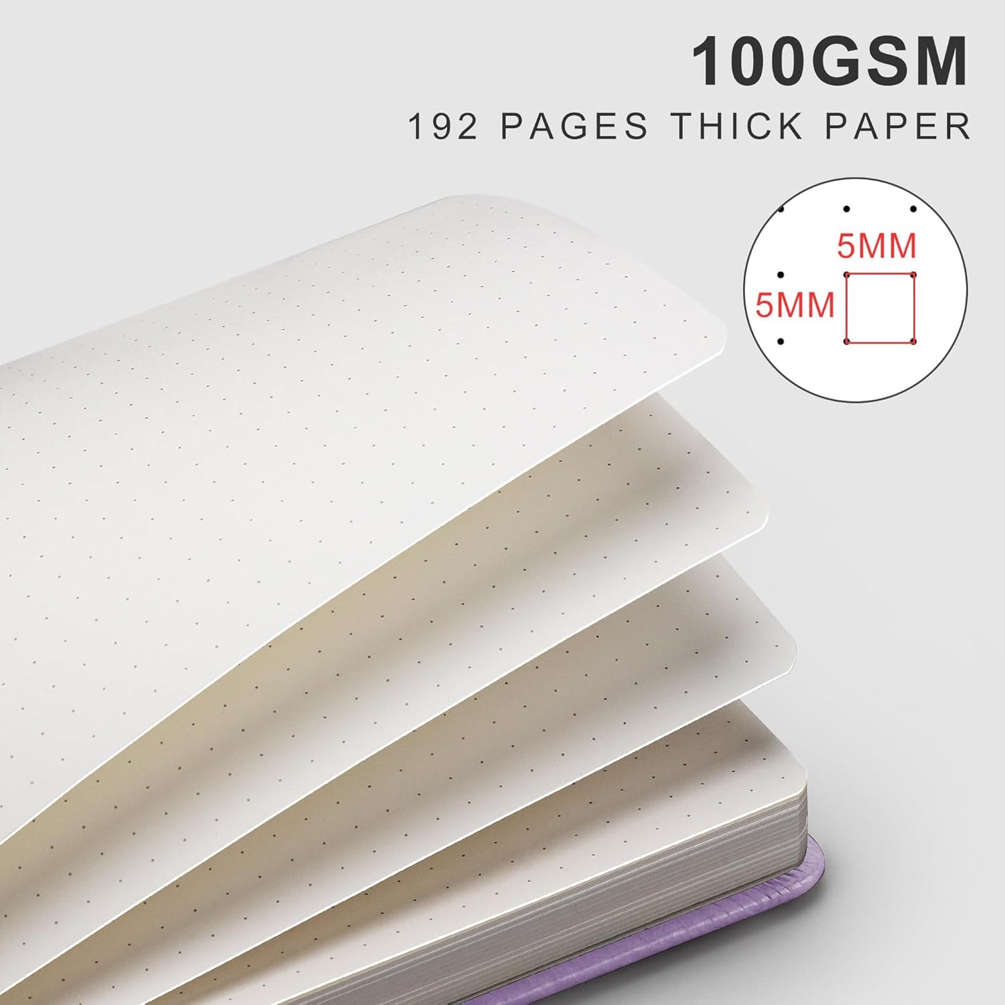 EMSHOI Dotted Journal - A4 Large (8.5”x11”) PU Leather Hardcover Dotted Notebook for Women & Men, 192 Pages, 100 GSM Thick Paper - Bullet Journaling, Work, Notes, Sketching, Purple