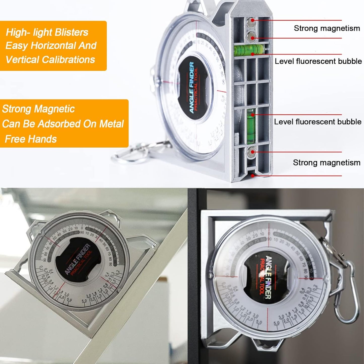 Angle Finder Inclinometer Protractor Magnetic Angle Finder Angle Measuring Tool Tilt Level Meter Slope Locator Angle Measurement Engineering Clinometer Angle Meter Gauge for Household Industrial Use