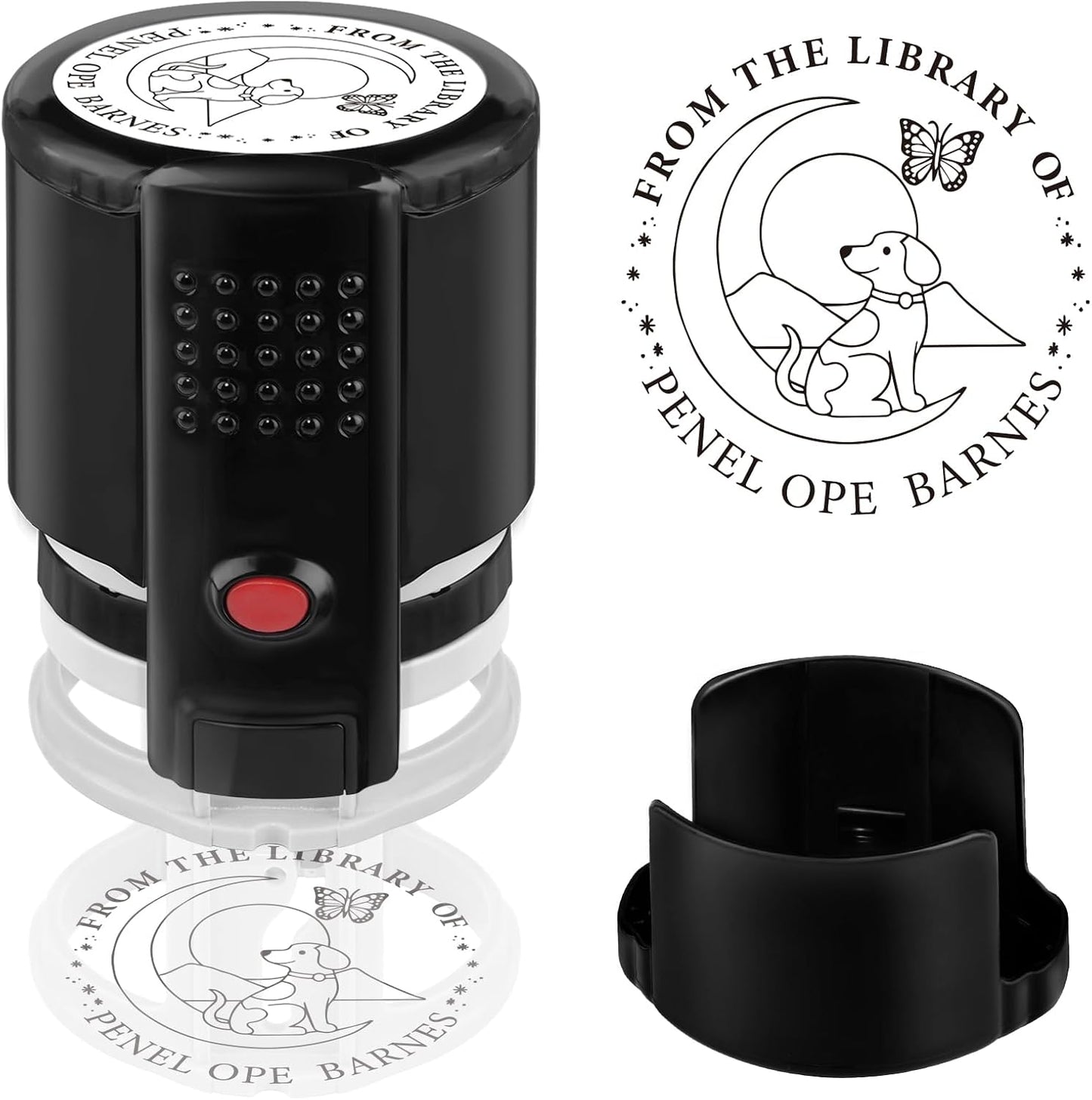 Custom Self Inking Stamp | Book Stamp Personalized Library Gifts for Book Lovers, Readers, Teachers (Dog 02)