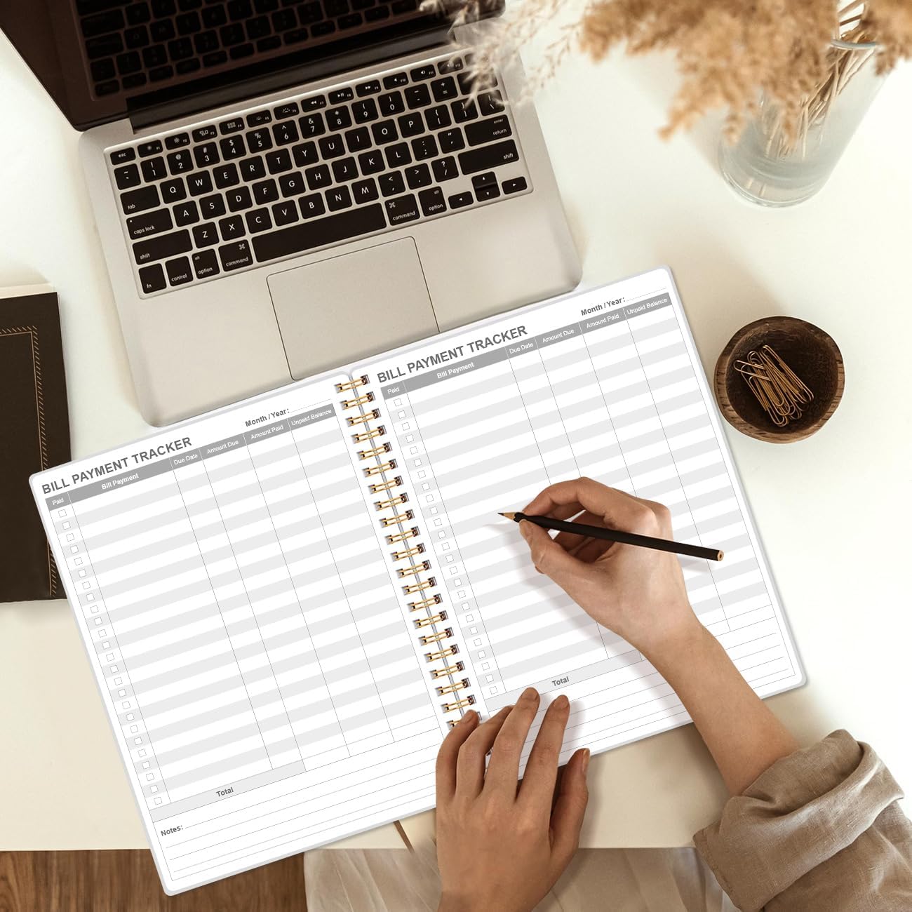 Bill Payment Tracker Notebook - Monthly Bill Organizer & Planner for Personal Budgeting Financial, Payments Checklist Organizer, 8" x 10.5", Teal Floral