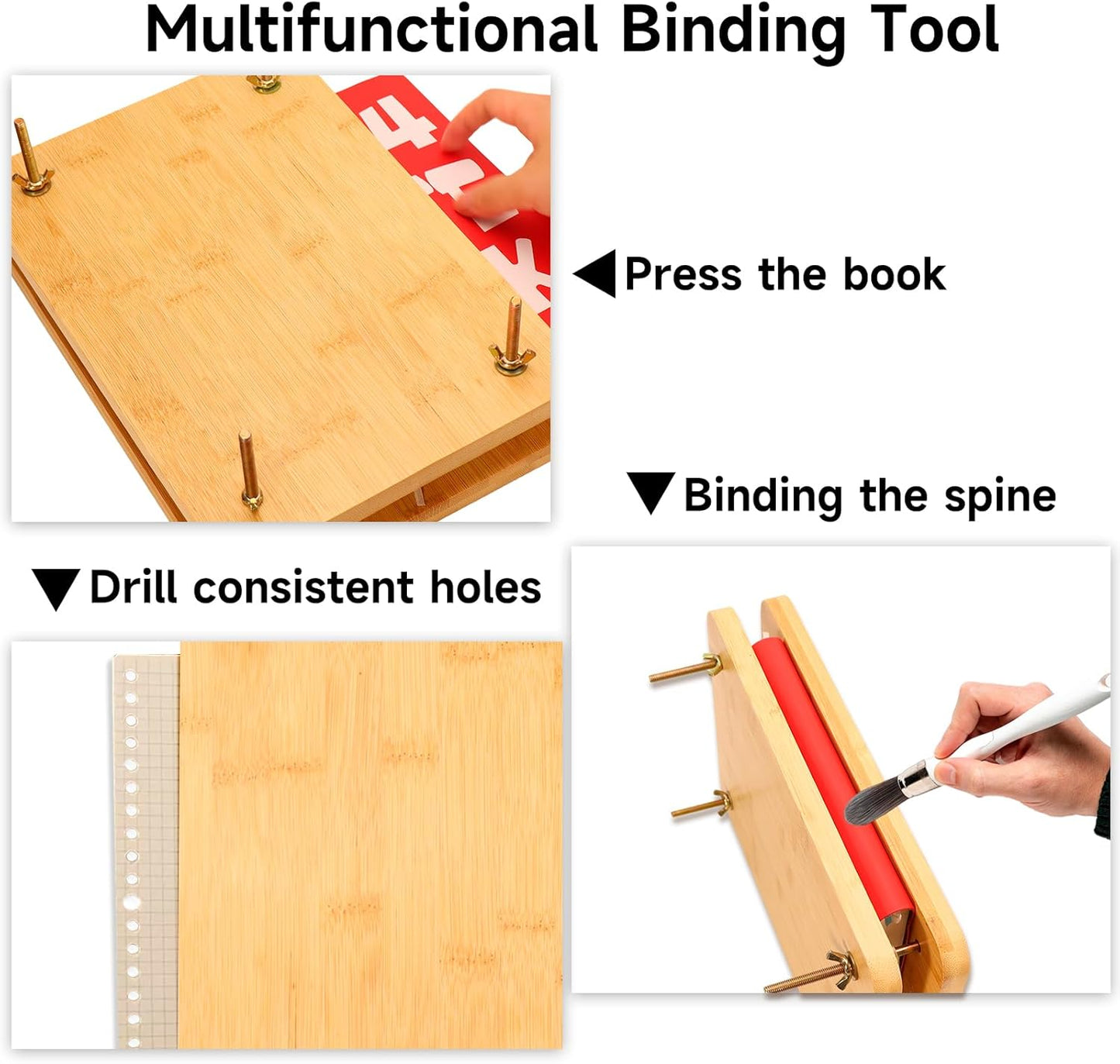 GeryVtee Wooden Book Press 11.6x7.87 inch Large Bookbinding Press Portable Binding Press for Binding Machine, Bookbinding Supplies for DIY Bookbinding Easy Assemble