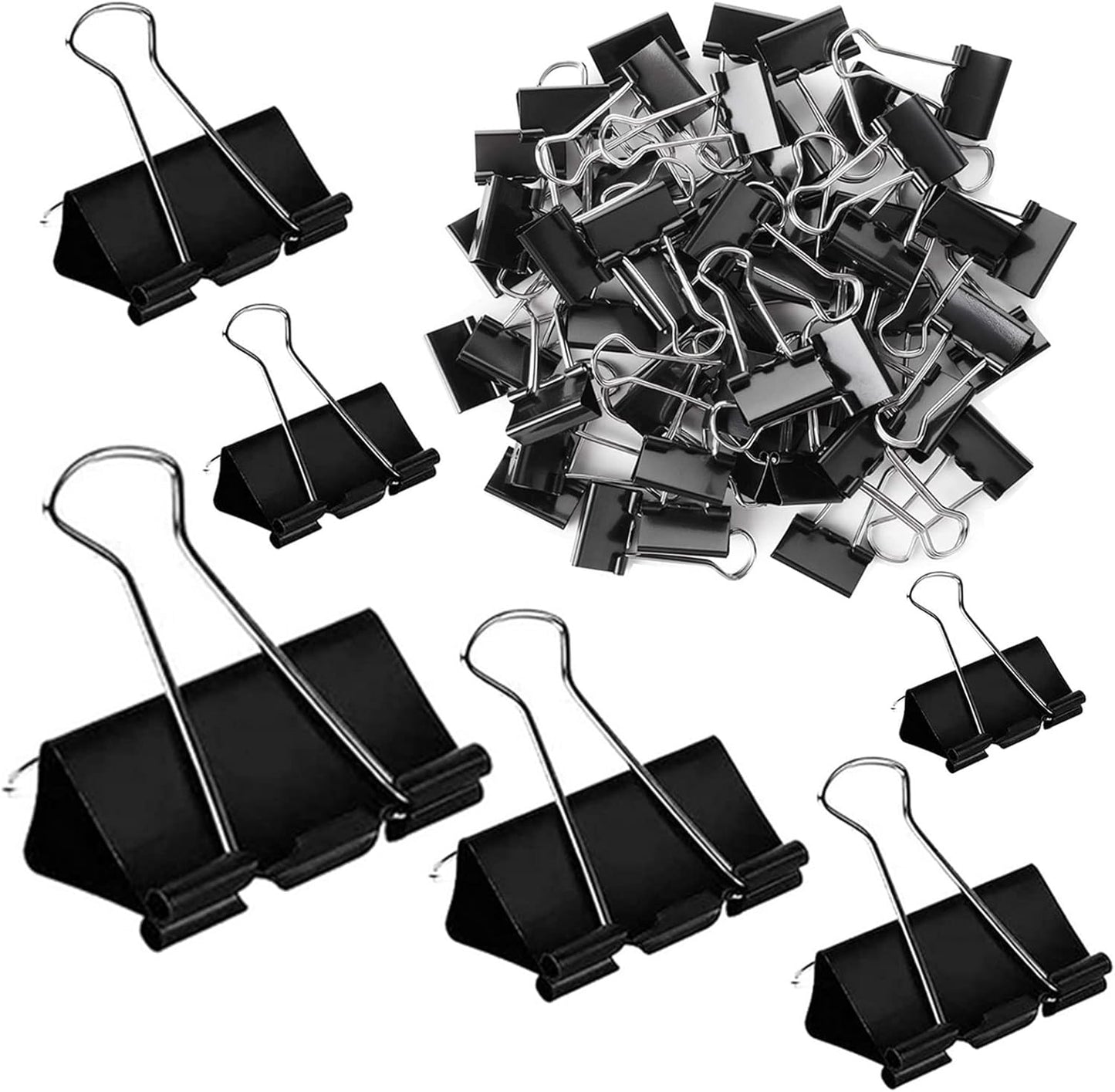 Binder Clips Paper Clamps 300 Pack Assorted Sizes (Black), Jumbo, Large, Medium, Small, Mini and Micro,6 Sizes for Office, School and Home