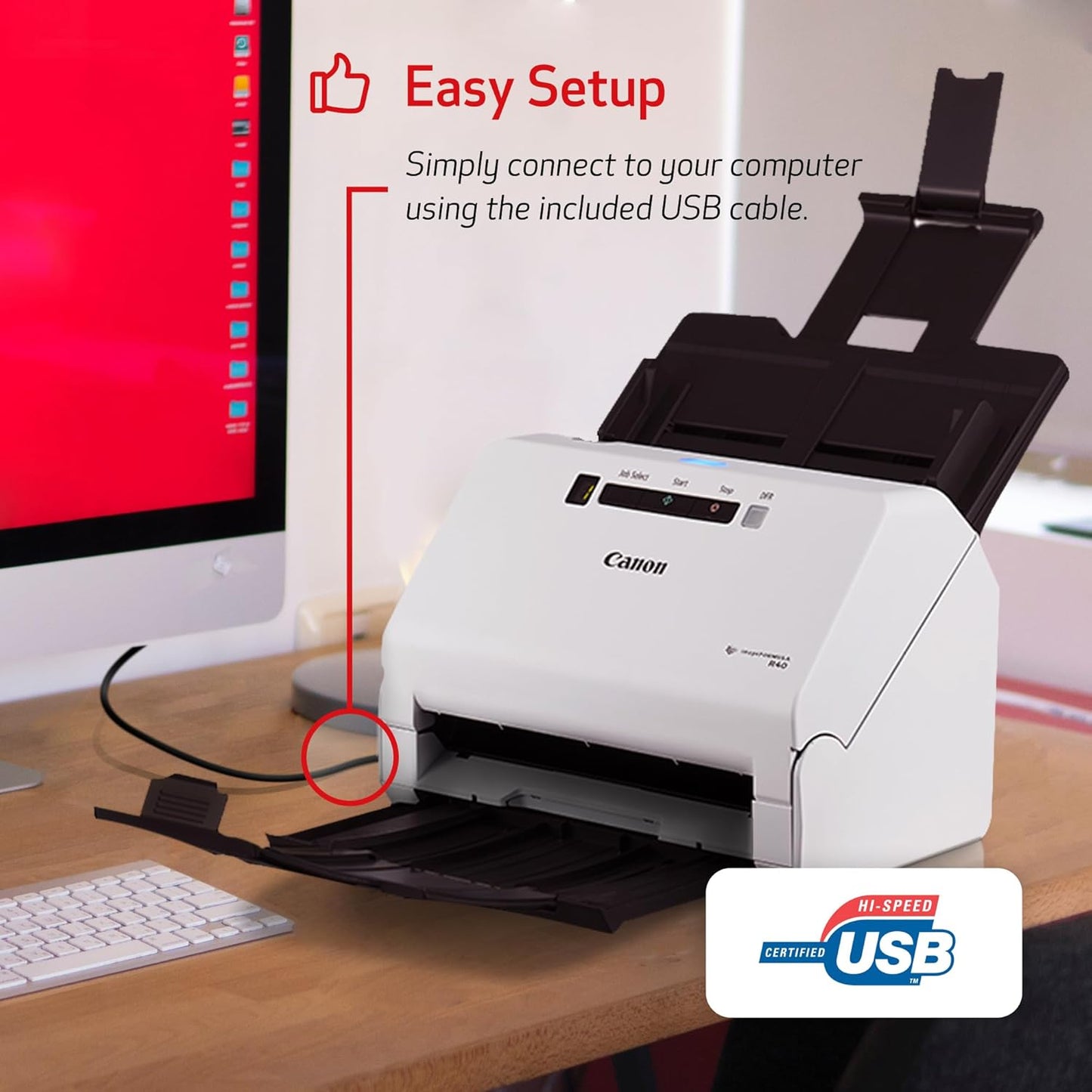 Canon imageFORMULA R40 - Office Document Scanner, Windows and Mac, Duplex Scanning, Easy Setup, Scans a Wide Variety of Documents, Scans to Cloud