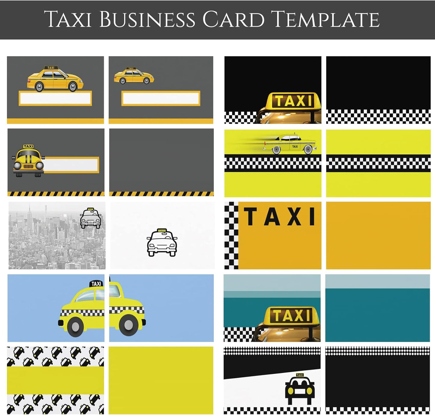 Custom Business Cards Personalized Business Cards for Small Business 300gsm Matte Paper Front & Back Sides Printed 3.5" x 2" - Taxi Template