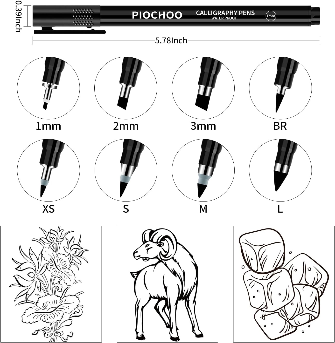 Calligraphy Pens,8 Size Calligraphy Pens for Writing,Brush Pens Calligraphy Set for Beginners, Hand Lettering Pens