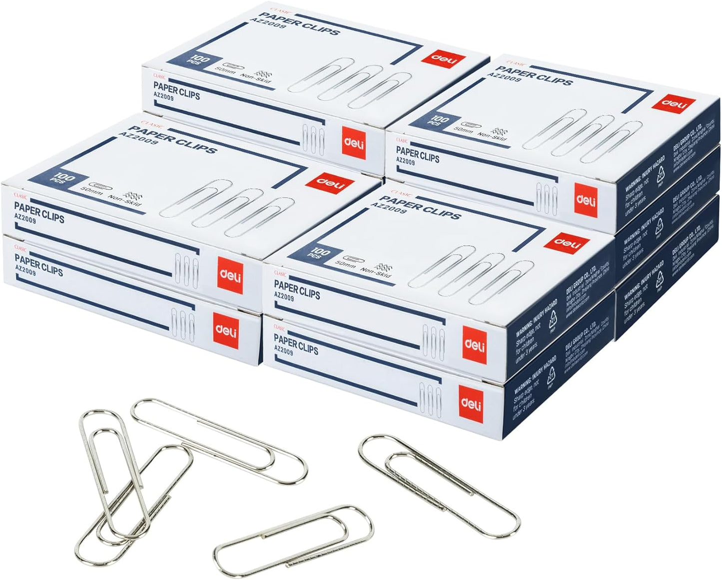 Deli Jumbo Paper Clips Nonskid, 1000 Large Paper Clips, 10 Boxes of 100 Each, Silver