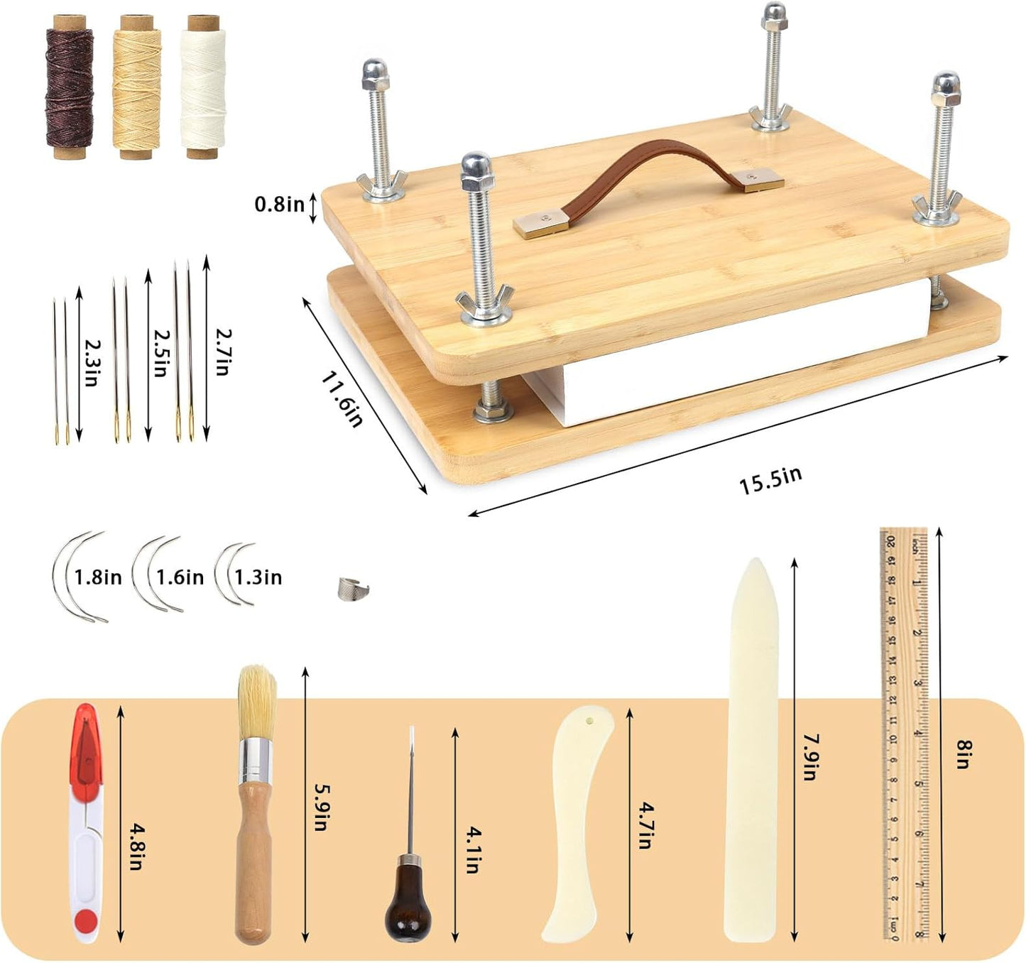 35 PCS Book Press Bookbinding Kit, 15.5" X 11.6" Large Wooden Bamboo Book Binding Tool, Portable Press Materials for Handmade DIY Flower
