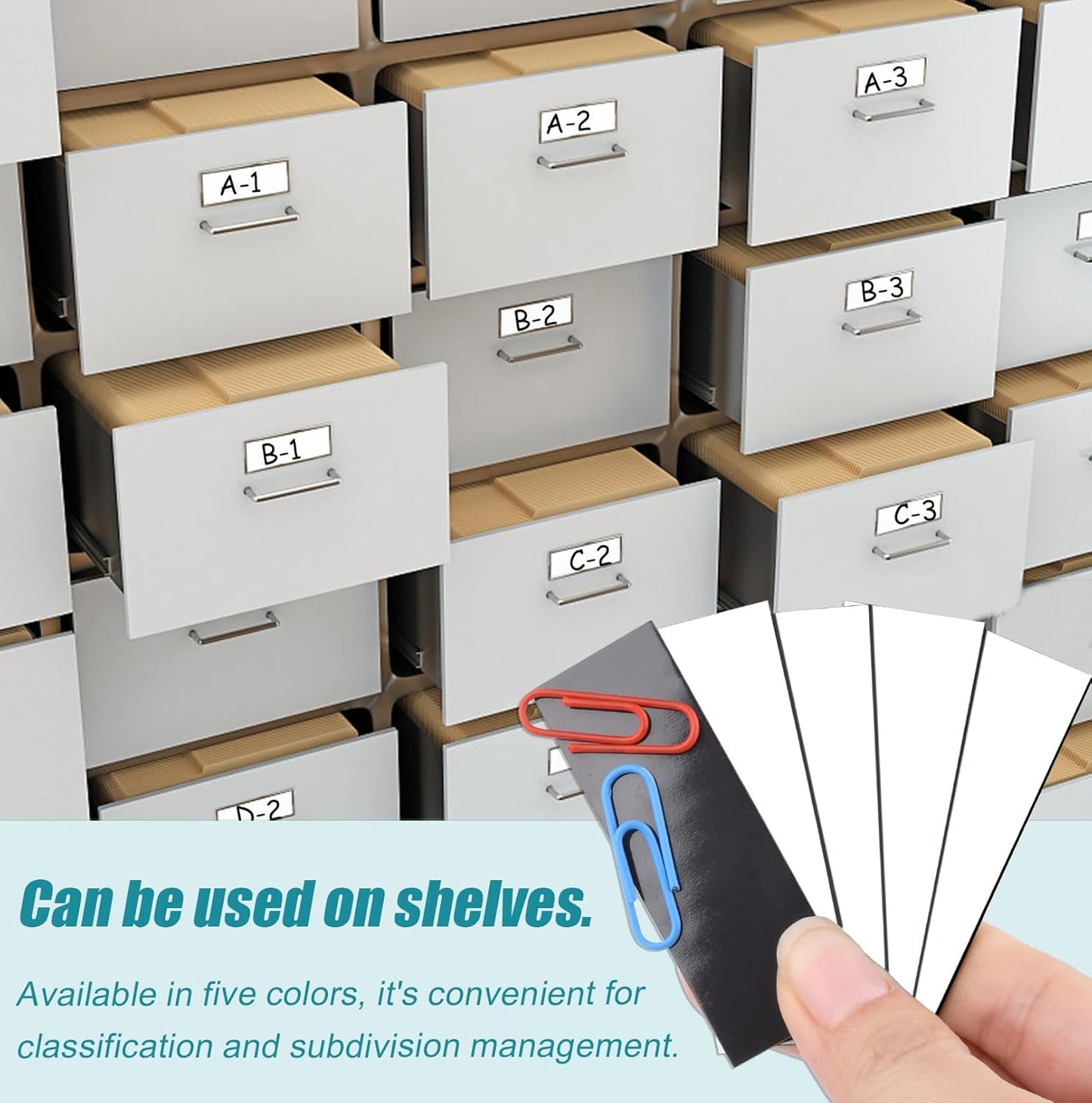 50 Pack Dry Erase Magnetic Labels White Reusable Write On Magnets Sticker, Magnetic Blank Writable Erasable Cards Name Tags for White Board, Garage, Classroom, Home, Office, 3.2'' x 1.2"