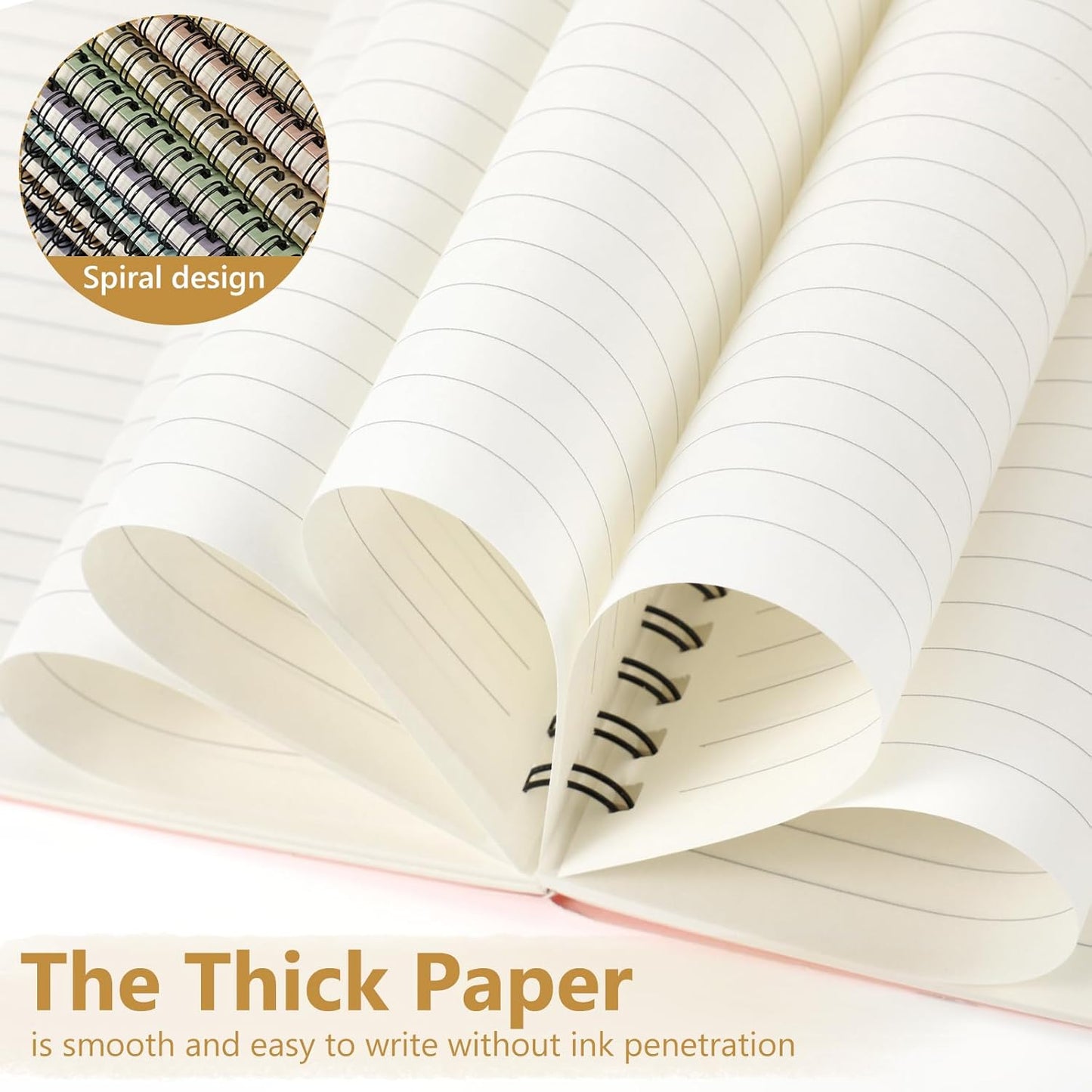 Fuutreo 12 Pcs Spiral Notebook for Work A5 8.3 x 5.7 Inch College Ruled Spiral Journal Notebook Kraft Cover Ruled Paper, 12 Color, 60 Sheets, 120 Pages for Office School(Innovative Color)