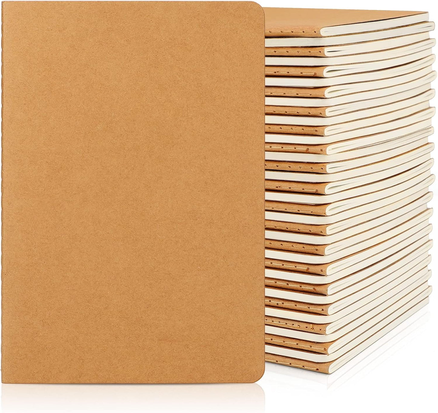 EUSOAR Blank Paper Notebook, 36pcs A5 5.5"x8.3" 60 Pages Soft Cover Kraft Subject Journal Diary Notebooks, Writing Note Pads Sketchbook Memo Composition, for School Office College