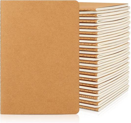 EUSOAR Blank Paper Notebook, 36pcs A5 5.5"x8.3" 60 Pages Soft Cover Kraft Subject Journal Diary Notebooks, Writing Note Pads Sketchbook Memo Composition, for School Office College