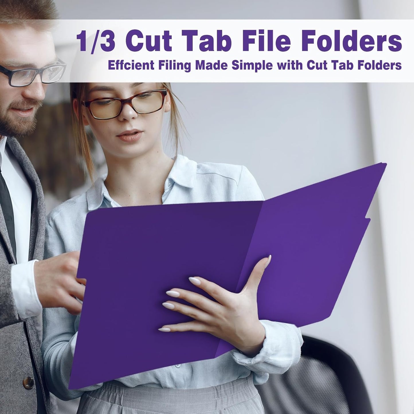 File Folders,IntoJoy 120 Pack Colored File Folder Letter Size, 1/3 Cut Tab Filing Folders for Office School Business File Document Organization,Purple