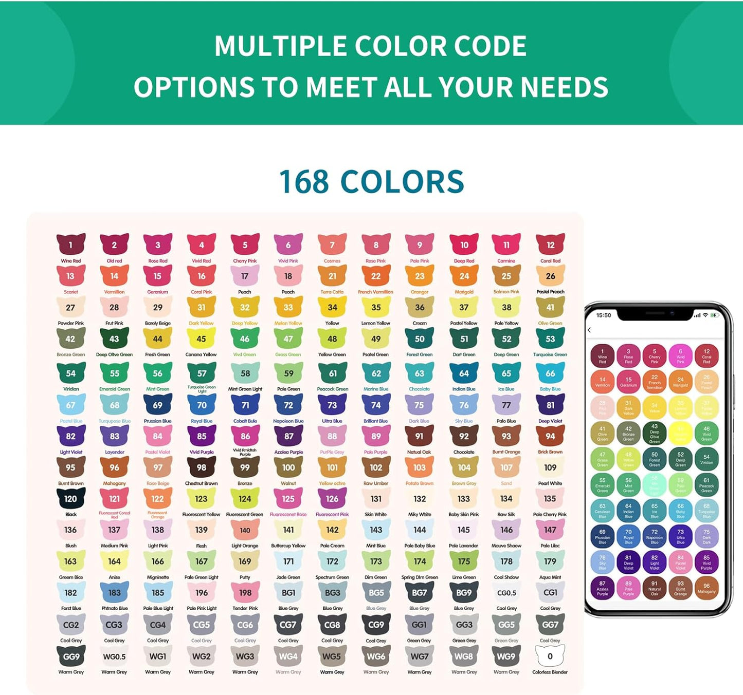 168 Colors Alcohol Markers with Free App, Dual Tip Art Markers with Kickstand Case for Artists Adults and Kids, Alcohol Based Marker for Coloring Painting Sketching and Drawing, Great Gift