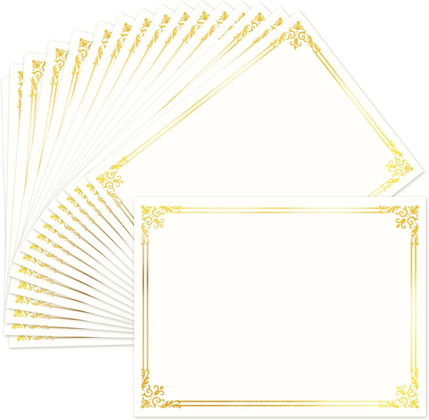 50 Sheets Certificate Paper for Printing,Gold Foil Metallic Border,8.5x11 inch Blank Award Certificate Paper,Laser & Inkjet Printer Compatible,For Office,Business Awards,School Diplomas（New Packaging）
