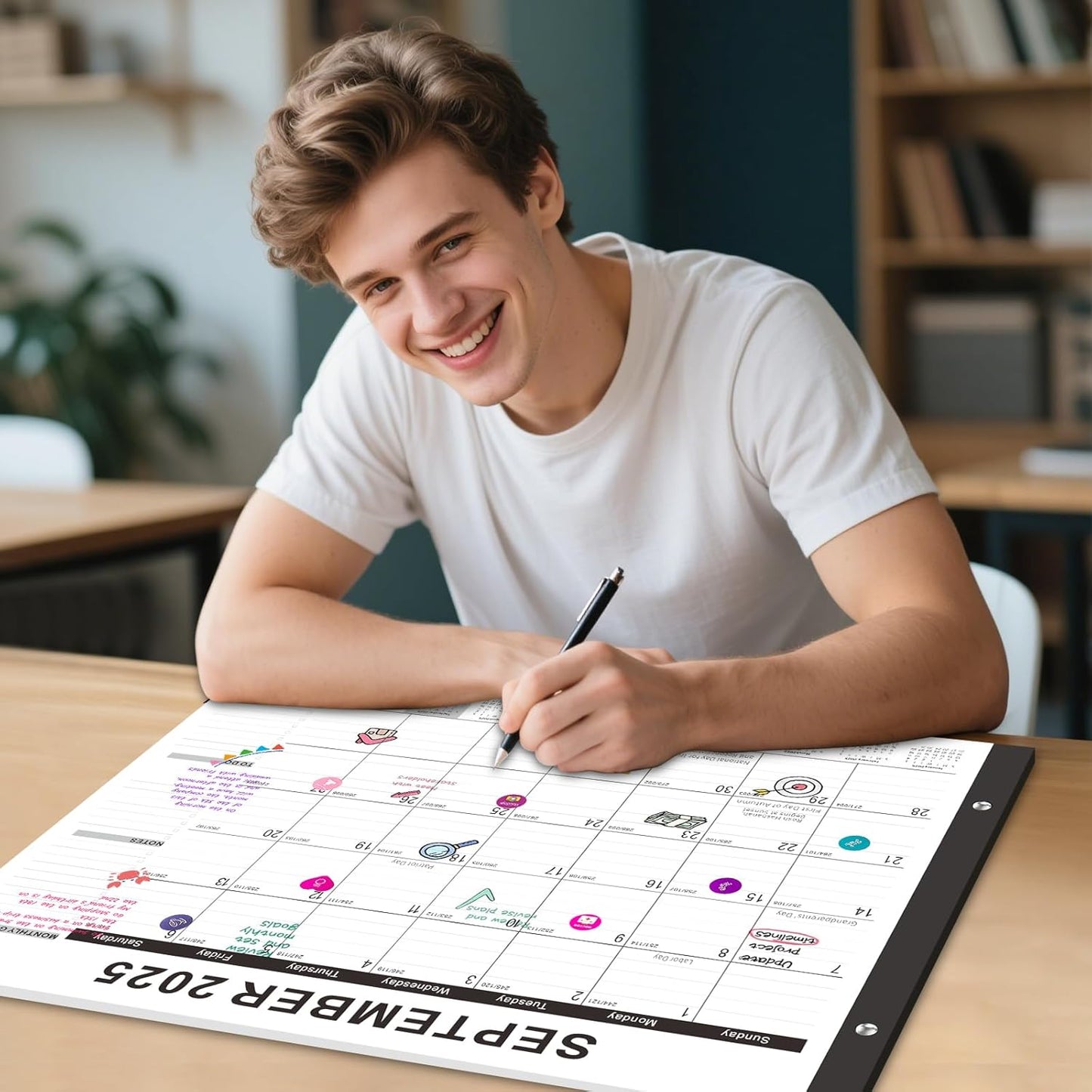 Gannyfer Desk Calendar 2025-2026, Large Calendar 2026 22" x 17", July 2025 - Dec 2026, 18 Monthly Academic Desktop Pad Calendar with Plastic Cover, Thick Paper, for Planning and Organizing in Office, School, Family(6 Stickers)