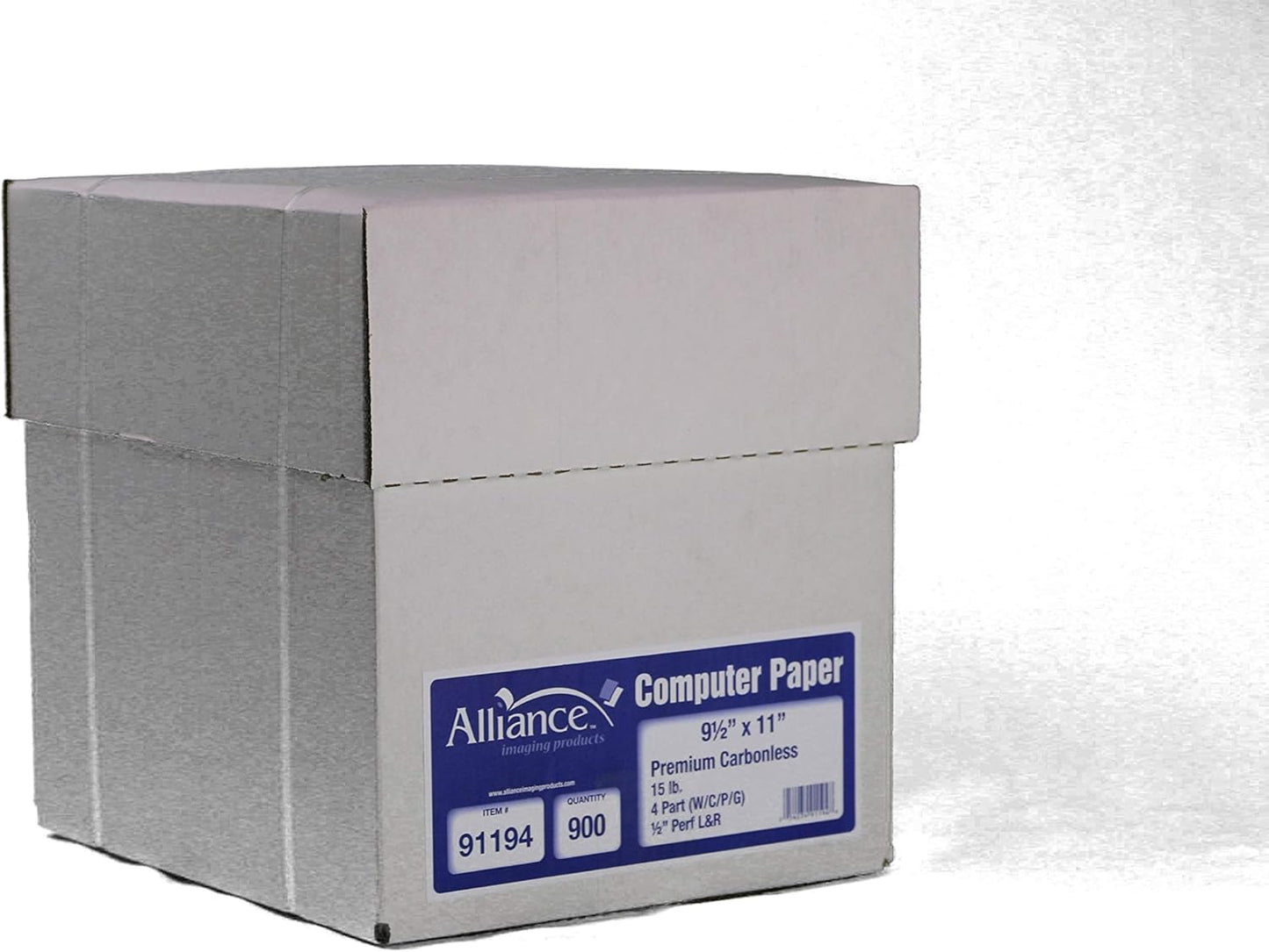 Alliance Continuous Carbonless Computer Paper 9.5 x 11, Blank Left and Right Perforated, 15 lb, 4-Part White / Canary / Pink / Golden (900 Sets) - Made In the USA