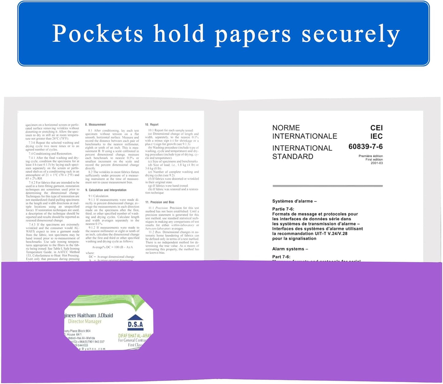 Zzrywuty 50 Packs Paper Folders with Pockets for Students,Businessmen and Office Workers,Letter Size,Two Pocket Folders with Card Slot for Office,Business,School Supplies (Purple)