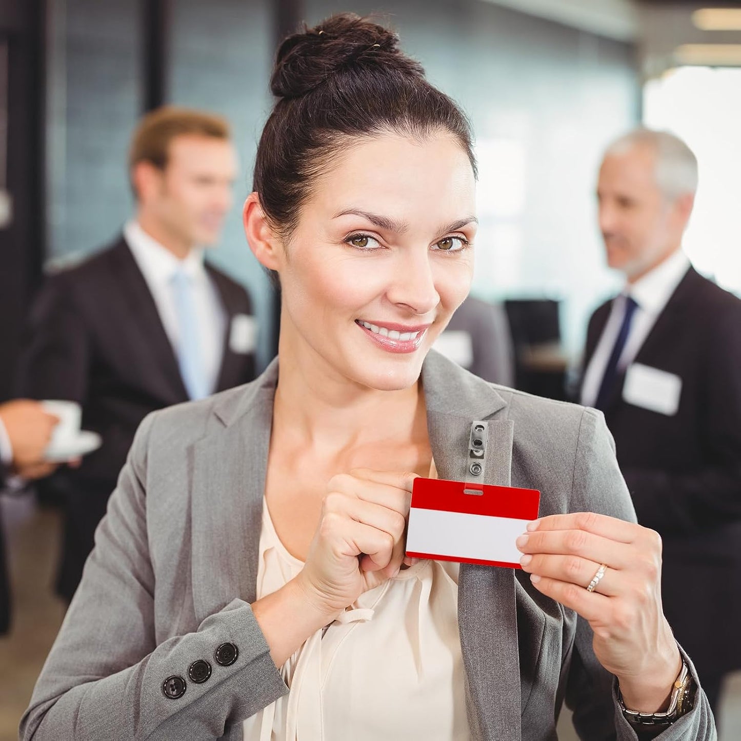 Seajan 1000 Pcs Metal Badge Clips Bulk Double Hole Name Tag Clips with Clear PVC Straps Alligator ID Strap Clips for ID Cards Holders Office School Supplies