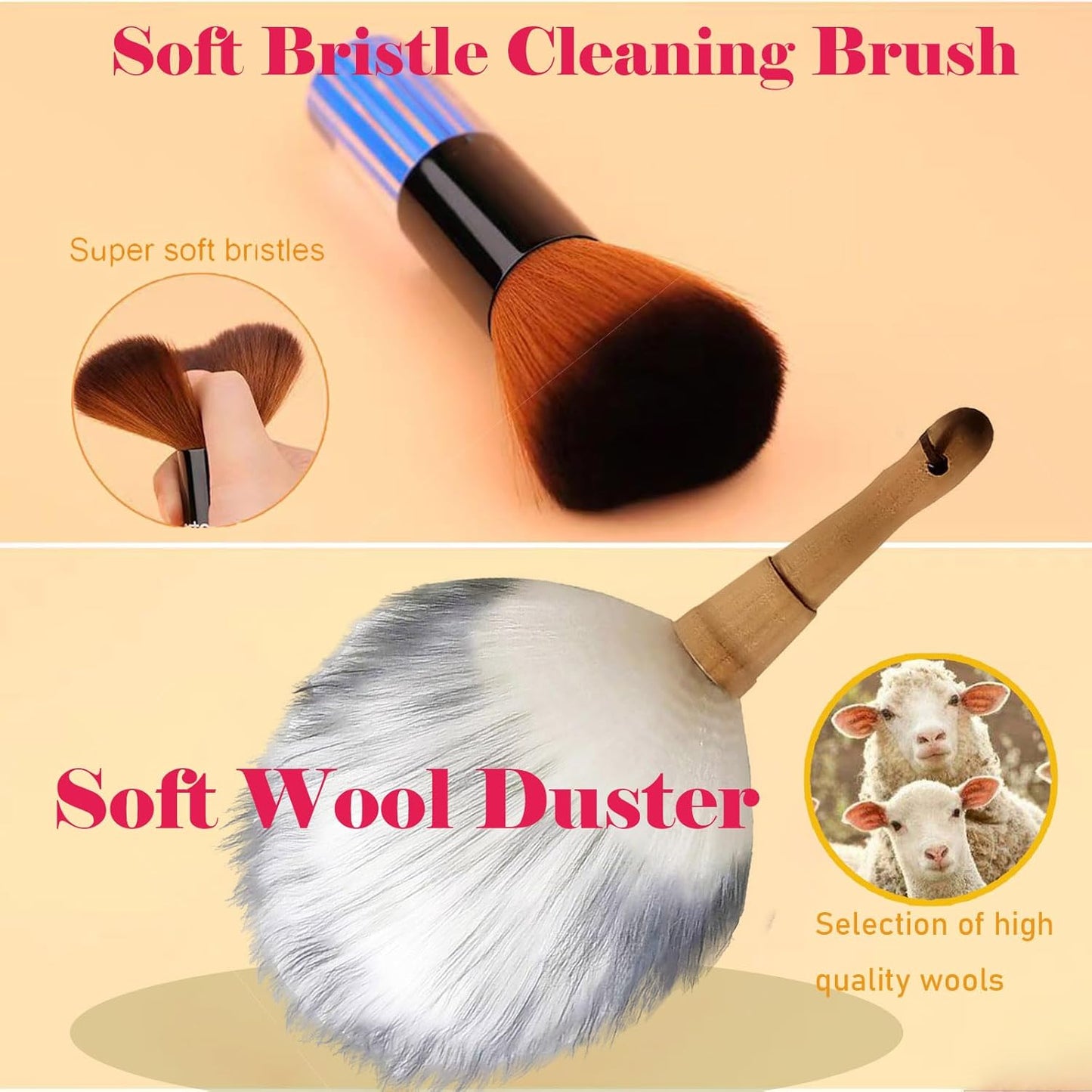 Car Interior Dusting Brush Auto Dust Sweeping Soft Bristles Detail Brush Dashboard Mini Duster Interior Cleaning Brush Tool for Car Seat,Vent,Dash Microfiber Detailing Brushes Supplies 2PCS