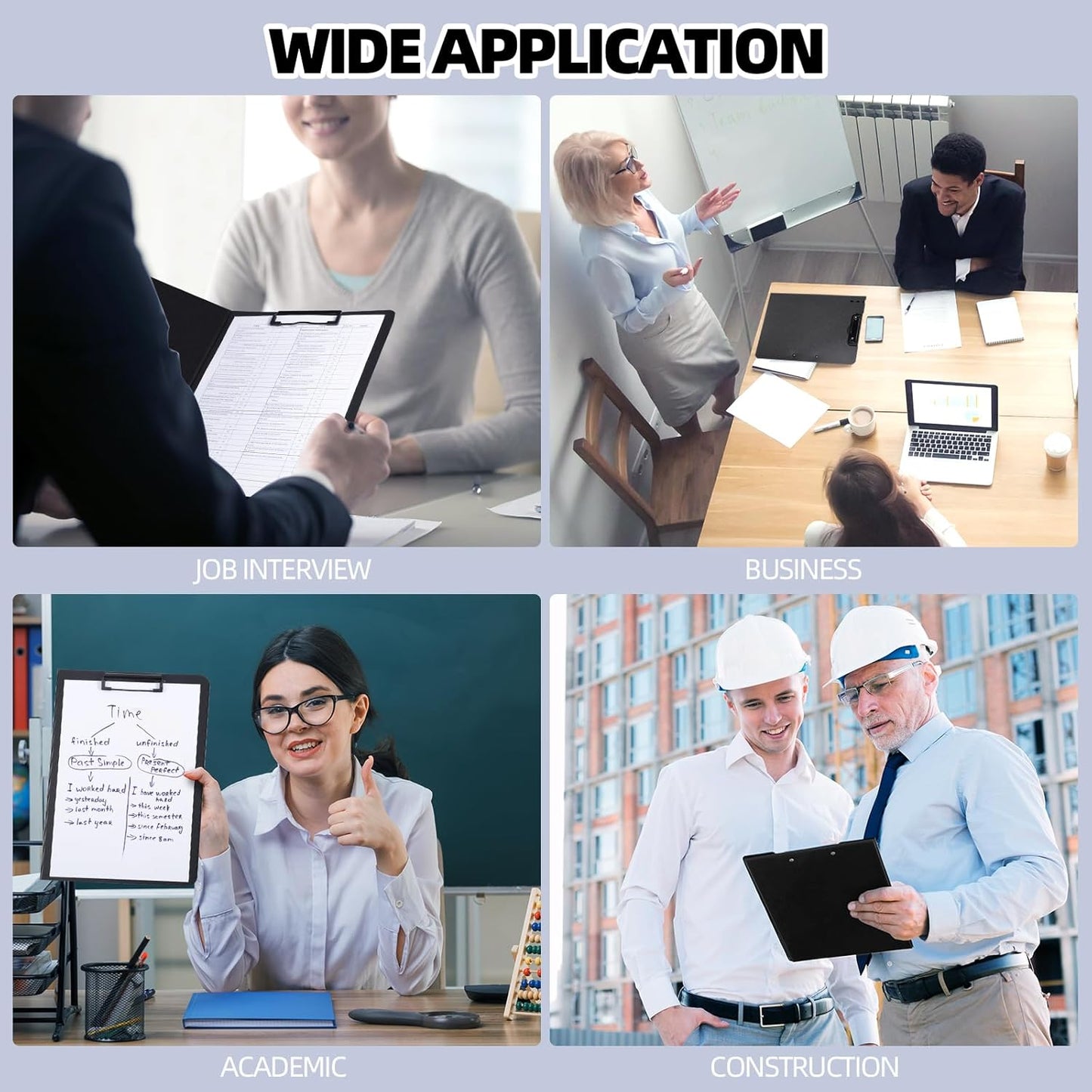 Clipboard Folder, 2 Pcs A4 Foldable Clipboard with Horizontal and Vertical Double Metal Clips, 360 Degree Foldable Binder Clipboards with Pen Holder, File Cover Work Folder Clipboards, Black