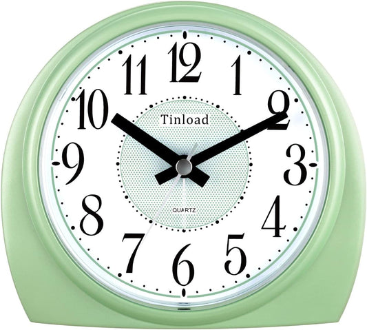 5.5" Large Analog Alarm Clock Silent Non Ticking, Gentle Wake, Beep Sounds, Increasing Volume, Battery Operated Snooze and Manual Light, Easy Set