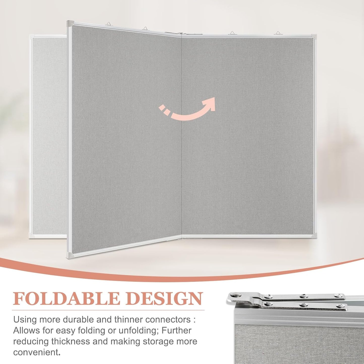 Double-Sided Large Cork Board with Linen, 48" x 36" Foldable Hanging Aluminum Framed Bulletin Board, Vision Board Pin Board Corkboards for Walls, Office, School Decor, 20 Pushpins