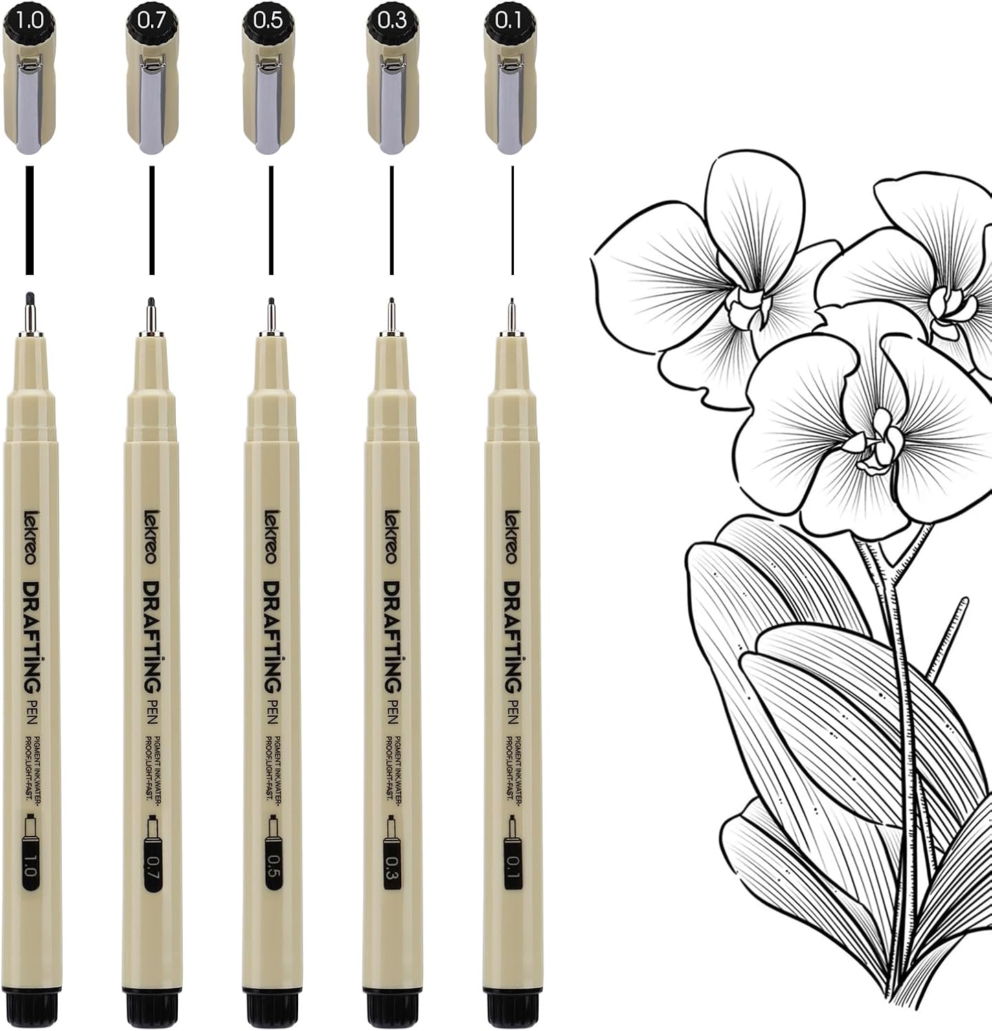 5-Piece Fineliner Pen, Assorted Point Sizes 0.1 to 1mm Ultra Fine Tips Pens, for Art, Writing & Bullet Journaling - Assorted 5 Point Sizes (5 Point Sizes)