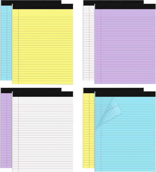 8 Packs Legal Pads 8.5x11, Totally 400 Sheets Colored Legal Pads 8.5x11, College Ruled Writing Pads Small Note Pads 50 Sheets/Pad Tablets Lined Notepad for School, Office, To-Do Lists