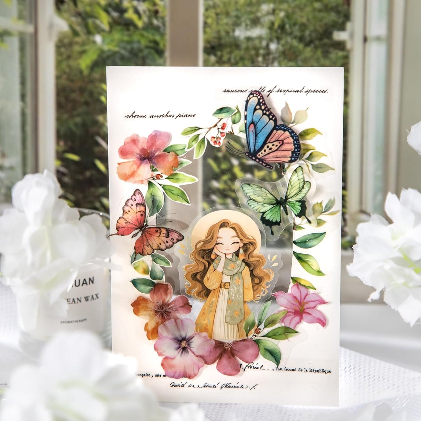 Butterfly and Branch PET Sticker Set, 120PCS Botanical Stickers for Scrapbooking, Journaling, DIY Crafts, and Planner Supplies