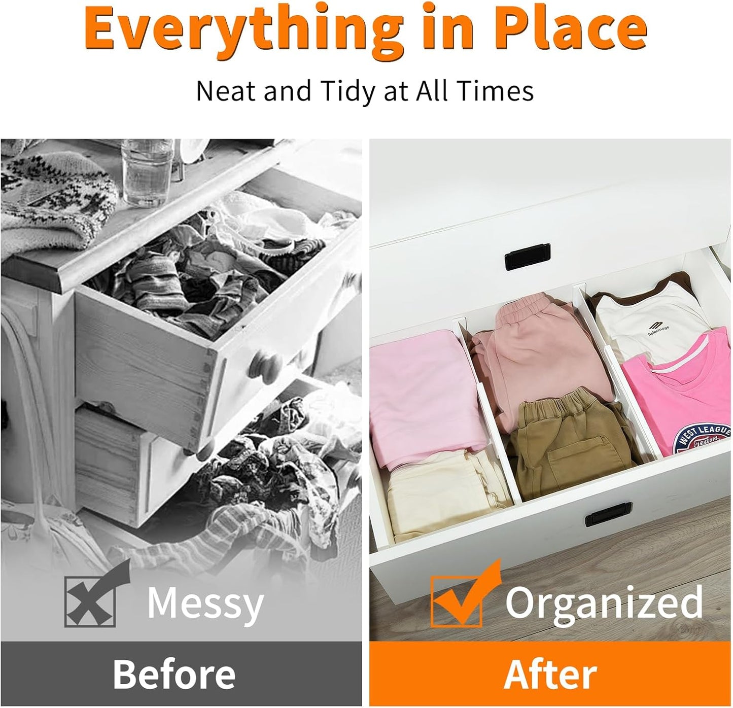 5 Pack Drawer Dividers 3.1" Slim Height Drawer Separators, Non-Slip Plastic Drawer Organizers Expandable 10.6"-17.7" for Shallow Drawers,Kitchen & Clothes Storage, Adjustable Office Drawer Divider