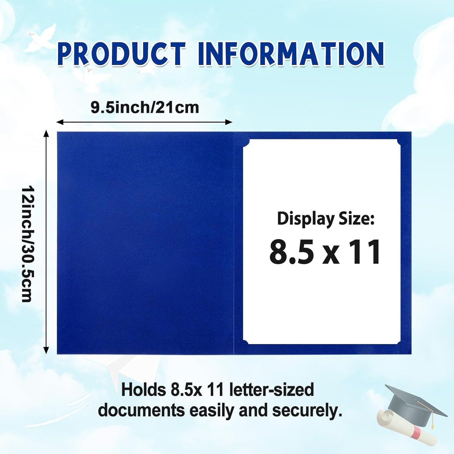 gisgfim 100Pcs Certificate Holders Diploma Covers Single Sided Gold Foil Border Award Certificate Covers for Letter Size 8.5x11 Certificates Cardstock Document Papers Storage Organizer (Royal Blue)