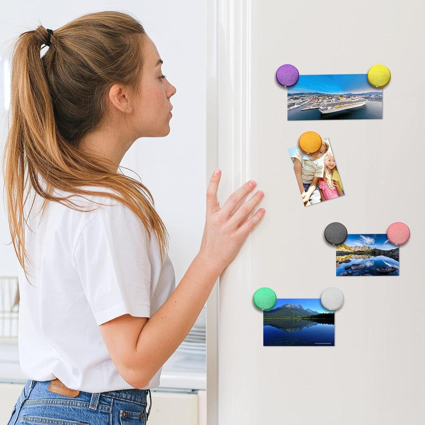 Qualsen Fridge Magnets, 40 pcs Small Refrigerator Magnets for Whiteboard, Kids, Mini Cute Magnet for Locker, White Board, Kitchen, Office, Classroom (10 Colorful)