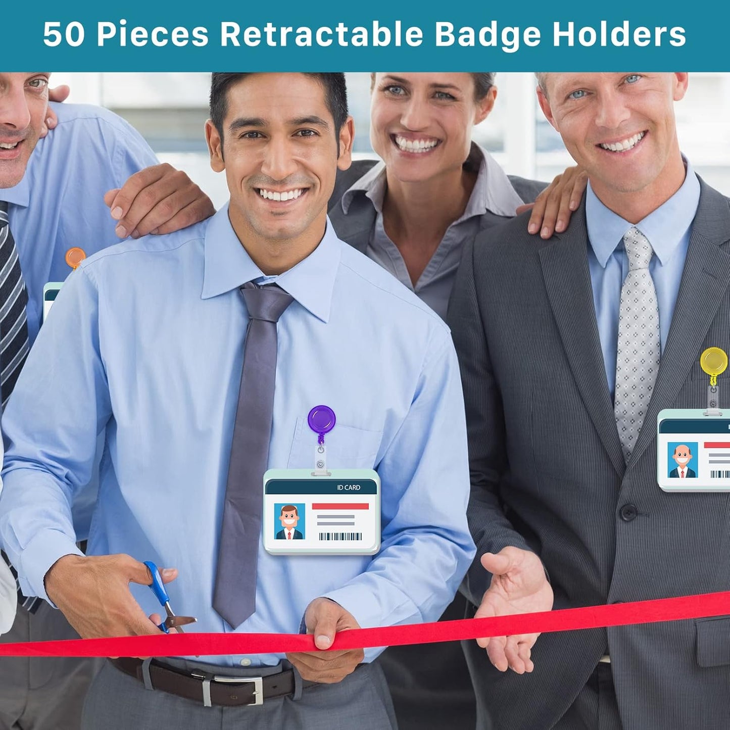 50 Pack Retractable Badge Reels,Retractable Badge Holder Reels with Belt Clip,Badge Reel Clips Holder for Hanging ID Card Key Chain Doctor Nurse Teachers Students Office Workers (Multi Color)