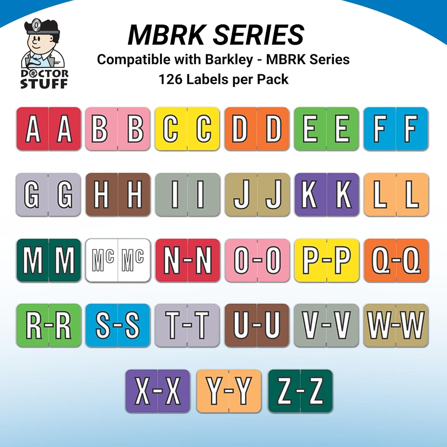 Doctor Stuff - File Folder Labels, Alphabet Letter V, Barkley/Sycom FABKM - BRAM Series Compatible Alpha Stickers, Gray, 1" x 1-1/2", 126 Labels/Package