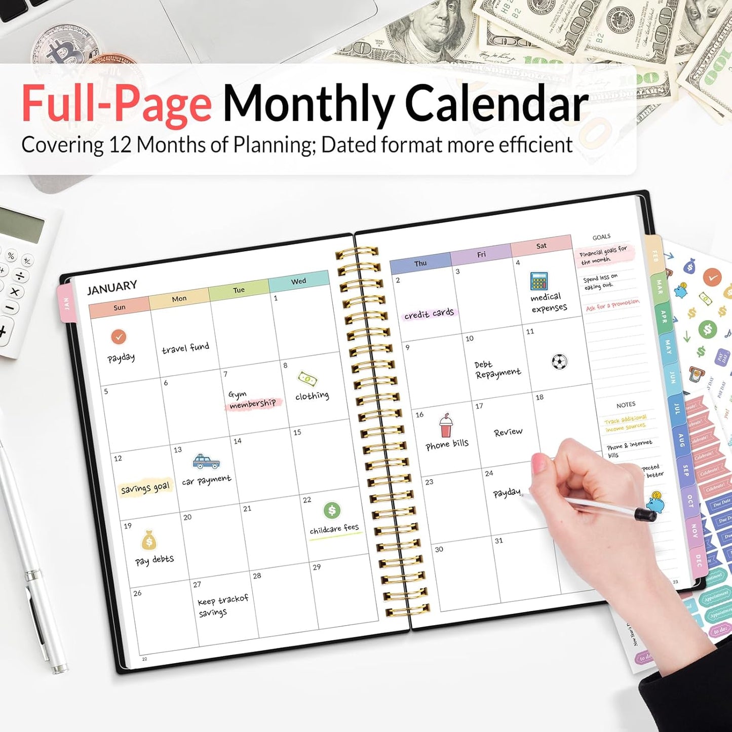 2026 Budget Planner - Monthly Budget Book from JAN 2026 - DEC 2026 with Expense Tracker Notebook, A5 Size (6.4" x 8.3") Bill Organizer & Finance Planner Account Book to Manage Your Finances, Black