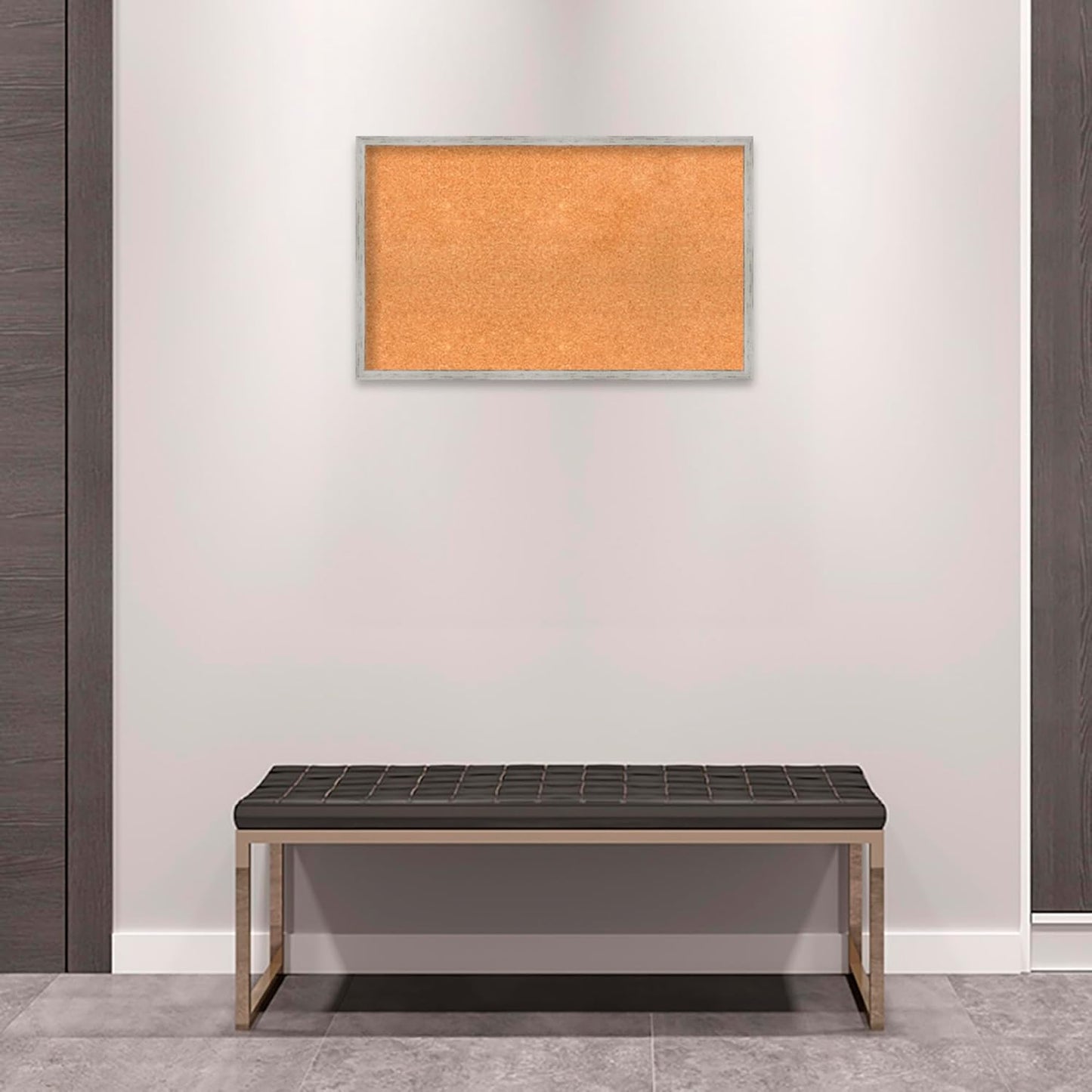 Amanti Art Natural Cork Board for Wall, 19x31 Vision Board with White Frame, Medium Corkboard Office Decor for Home Organization, Cottage Corkboard Pinboard to Display Items for Home Organization in