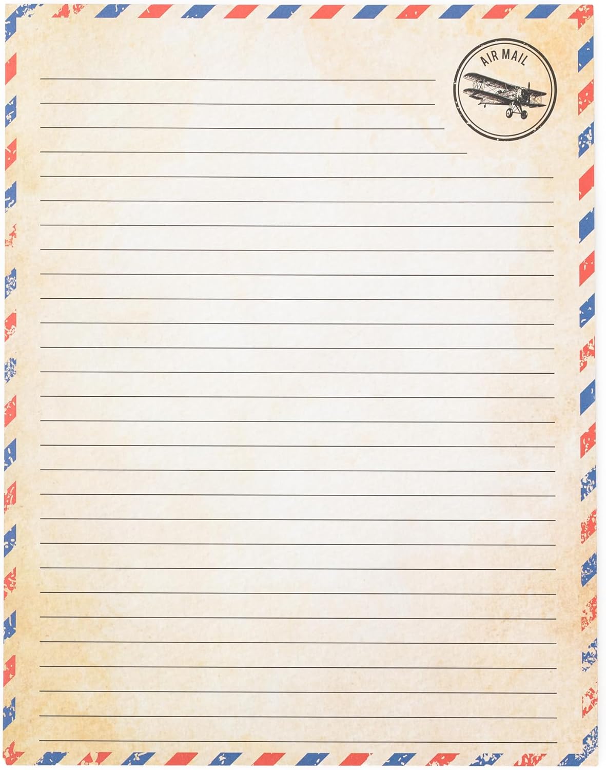 50 Pack Airmail Paper - Airmail Writing Paper - Blue Air mail Paper for Letter Writing, Invitations, Love Letters, Military Correspondence, Christmas letters, Vintage Letters - Size 8.5 x 11 inch