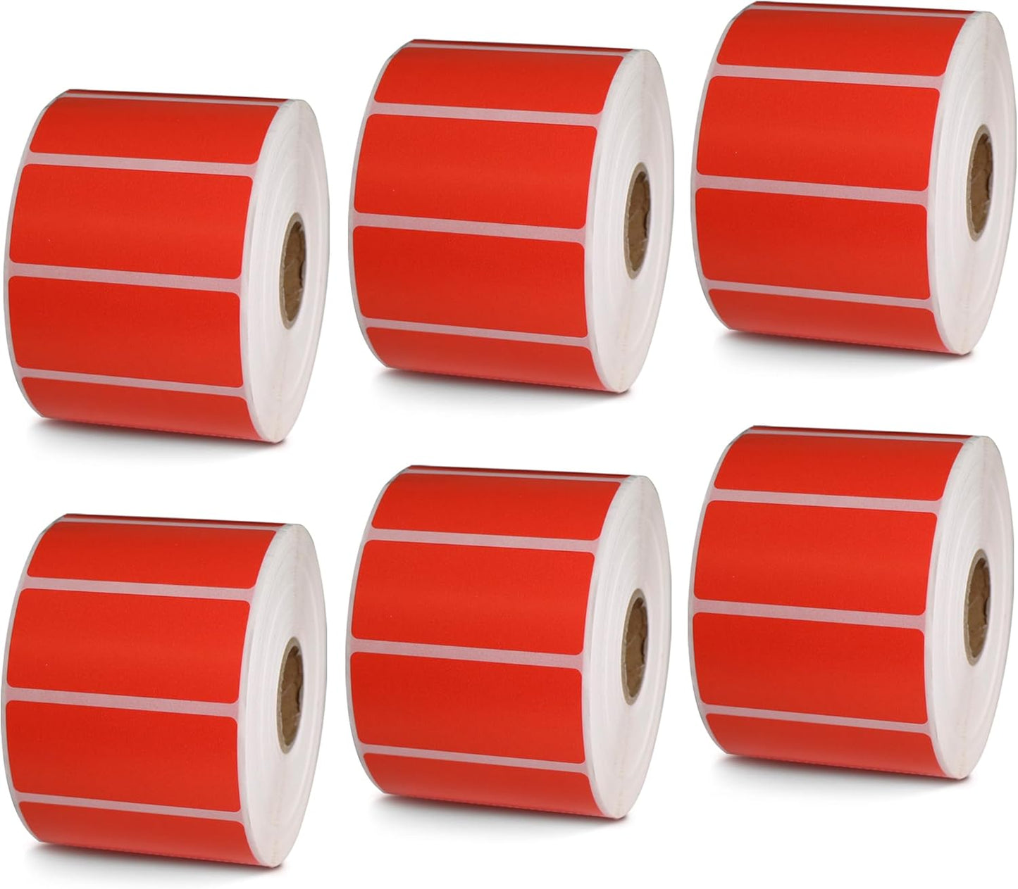 BETCKEY - 2.25" x 1" File Folder & Multipurpose Labels Compatible with Zebra & Rollo Label Printer,Premium Adhesive & Perforated[Red, 6 Rolls, 9000 Labels]