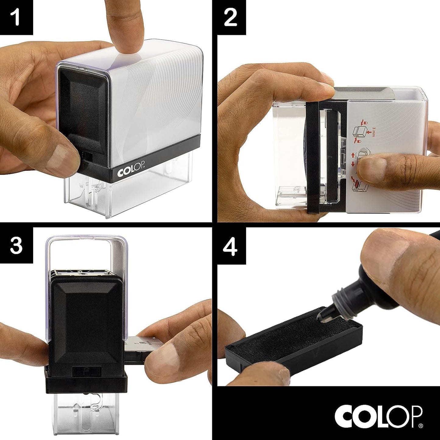 COLOP Extra Large Size Self Inking Custom Signature Stamp - Choose from 15 Ink Colors